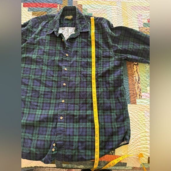 Green and Blue plaid button front shirt XL retro vintage cotton blend comfy - Picture 8 of 9